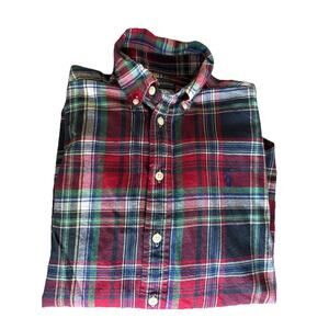 Polo Ralph Lauren Boys Plaid Cotton Long Sleeve Button Down Size Medium (10-12)
